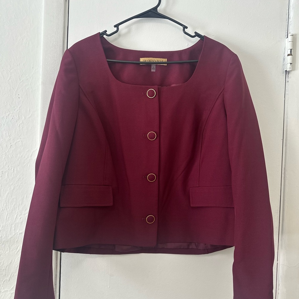 Nipon Boutique Deep Burgundy Blazer